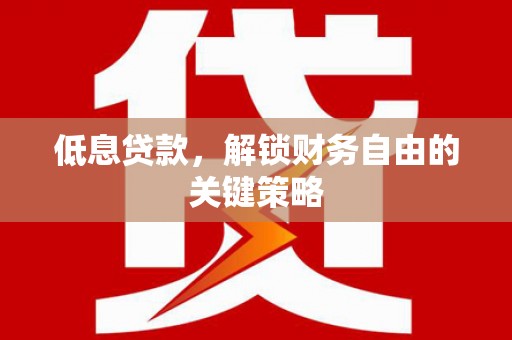 怀柔低息贷款，解锁财务自由的关键策略